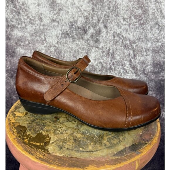 Dansko Womens Mary Jane Shoes 11 EUR 42 Brown Oiled leather Boho Vintage Style - Picture 8 of 14